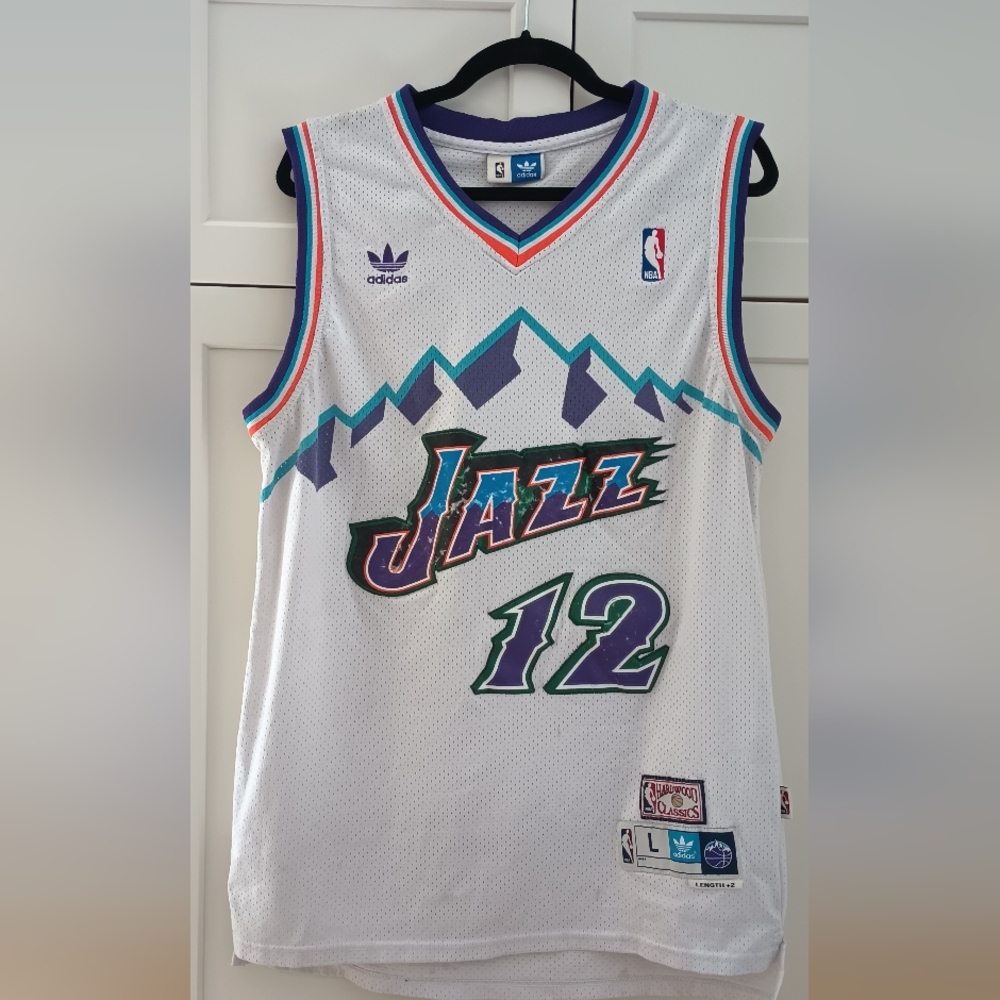 John Stockton authentic Jazz NBA jersey from his final season LARGE. Adidas.
